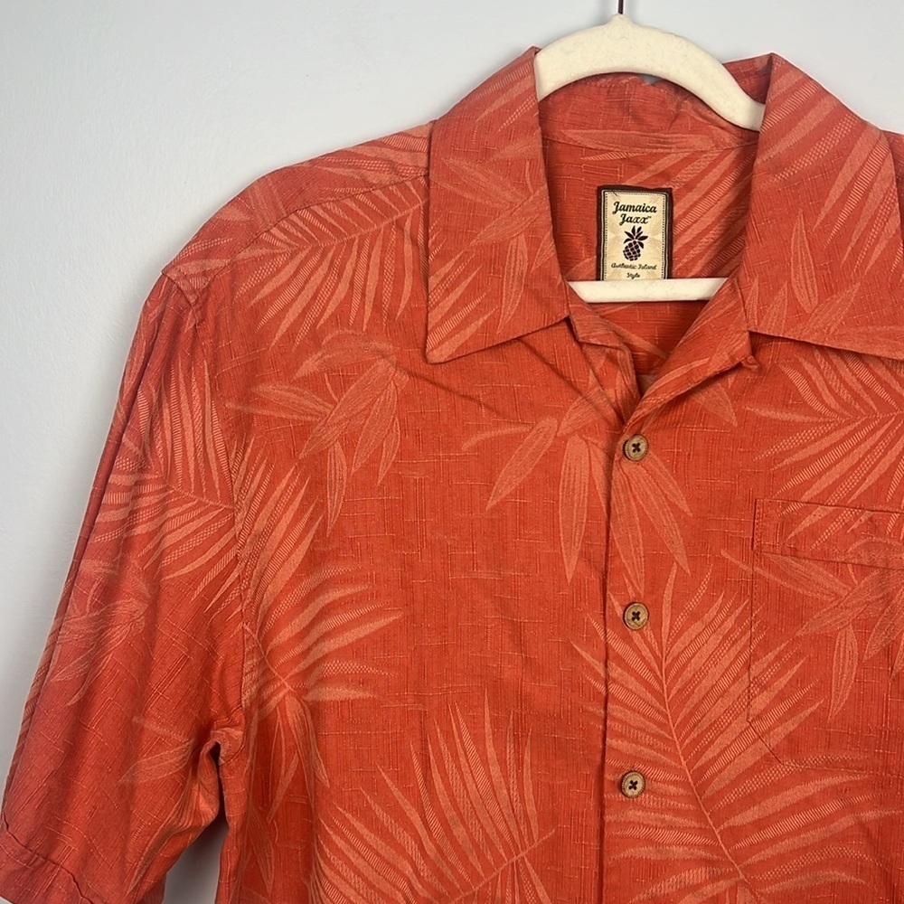 Jamaica Jaxx 100% silk tropical Hawaiian button down mens medium shirt - Picture 2 of 9